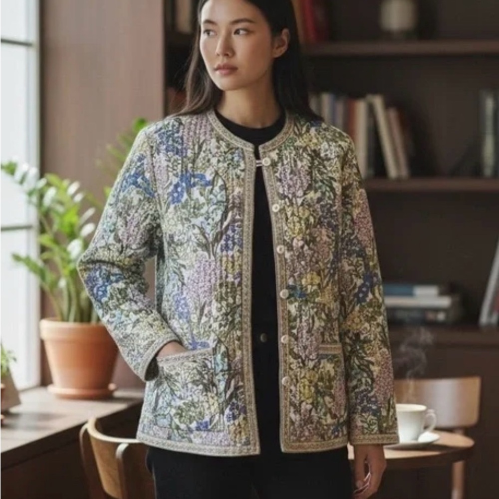 Appleseed's Multicolor Floral Quilted Utility Jacket, PS, reversible